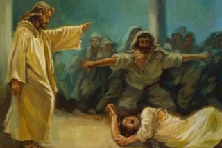 Jesus delivers a demon-possessed man